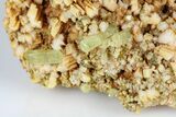 Lustrous, Yellow Apatite Crystals on Feldspar - Morocco #185467-1